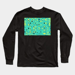 Turquoise blue bacckground, yellow and black spots Long Sleeve T-Shirt